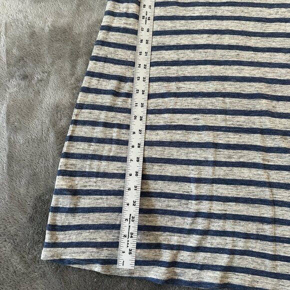 Tommy Bahama 100% Linen Shift Dress MEDIUM Blue Stripe Nautical Cap Sleeve - Picture 4 of 6